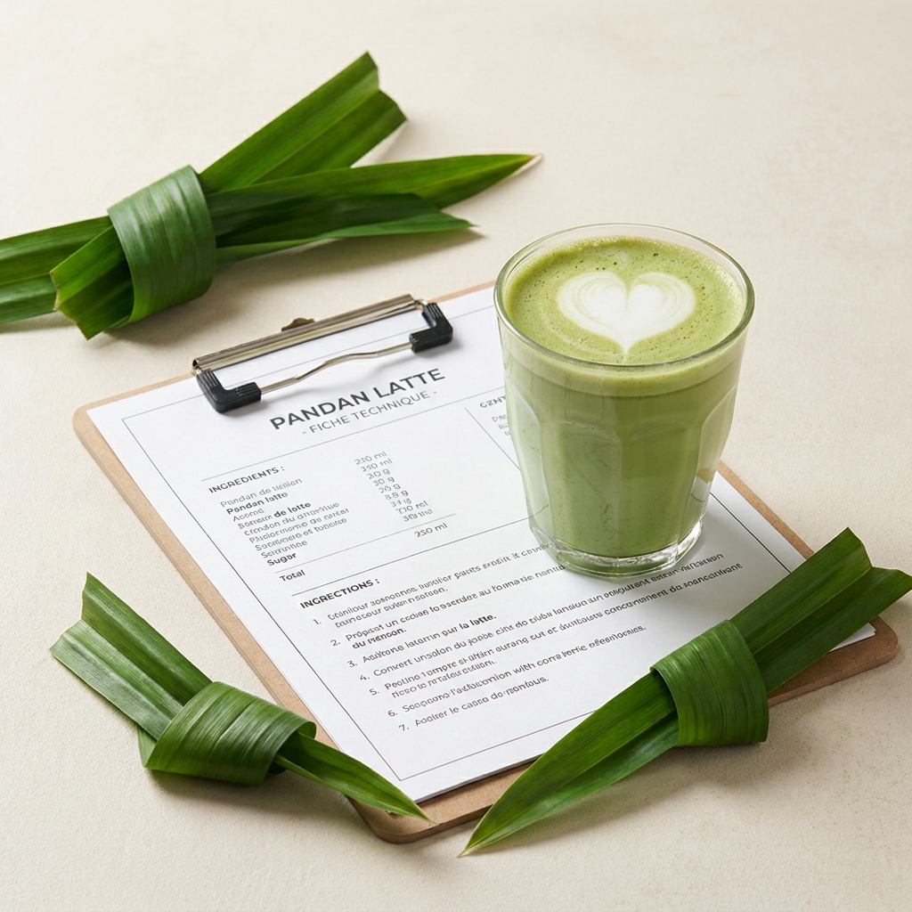Fiche technique du pandan latte : recette et dosage pro, Maison Pandan