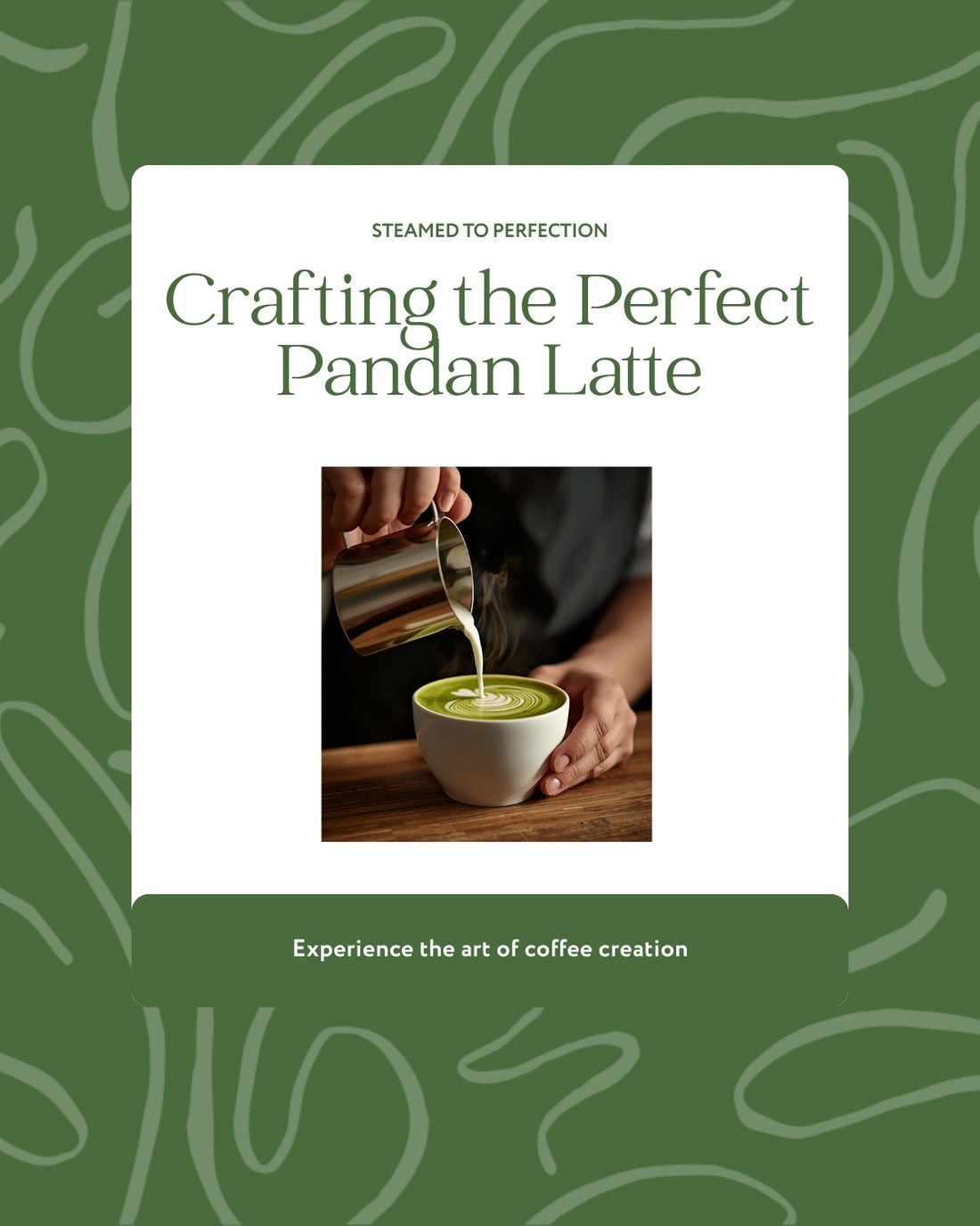 Barista préparant un pandan latte – tasse de café vert vibrant avec latte art, guide pandan pour coffee shops