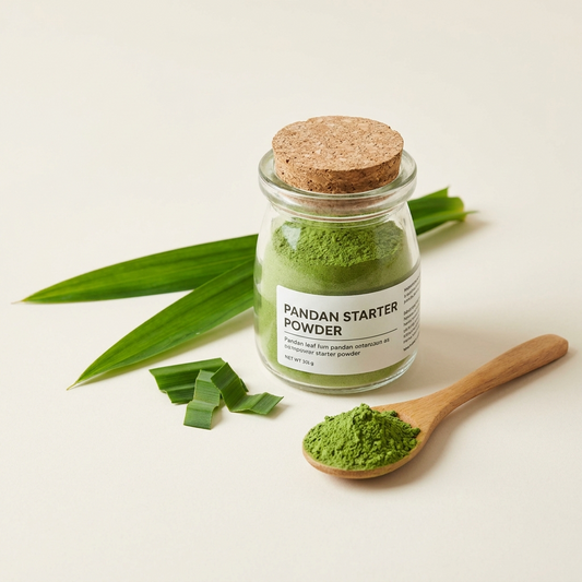 Quelle quantité de pandan pour débuter : petit pot de poudre verte, Maison Pandan